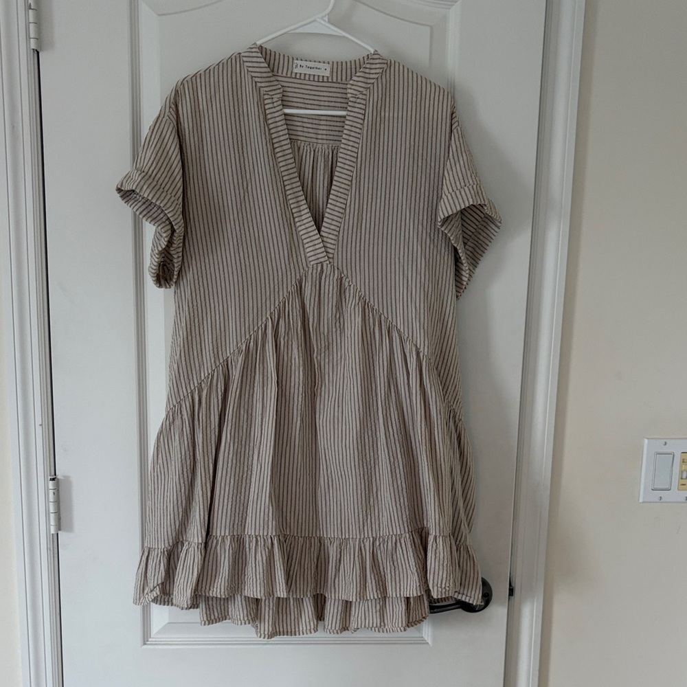 Together Beige Striped Dress
